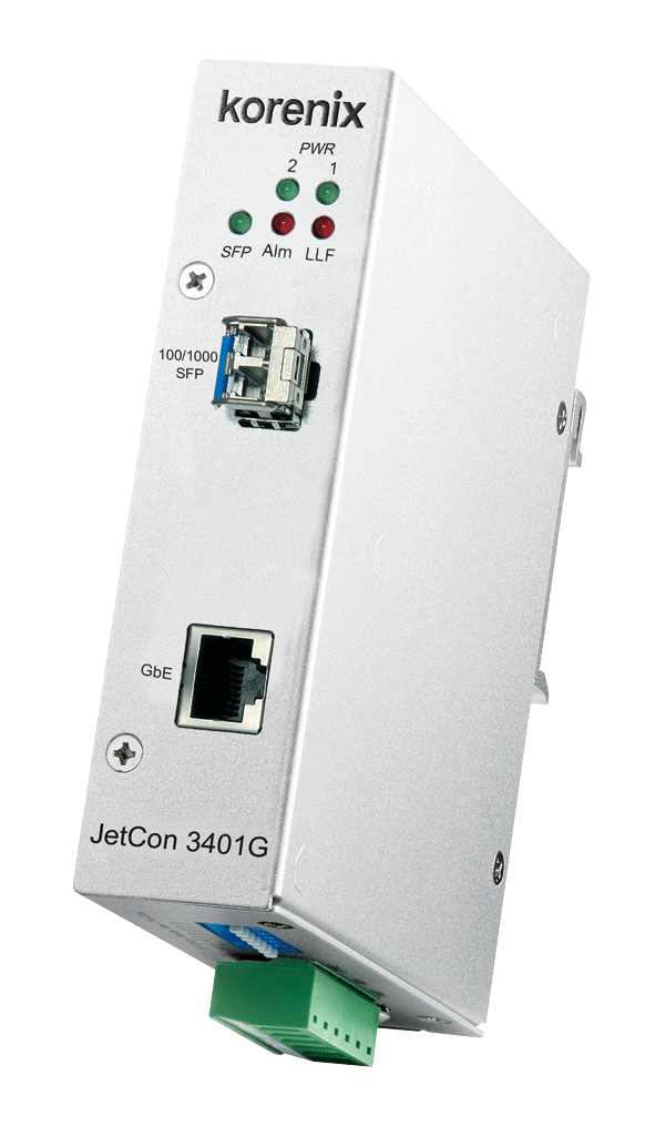 Korenix Introduces New Version of Industrial Gigabit Ethernet Media Converter - JetCon3401G V2 with slimmer case and higher performance