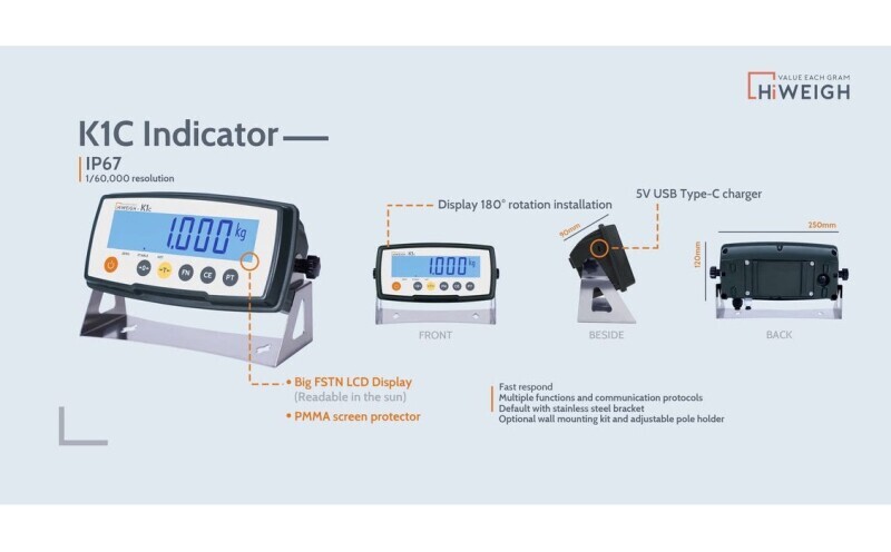 HiWeigh's New IP67 K1C Weighing Indicator