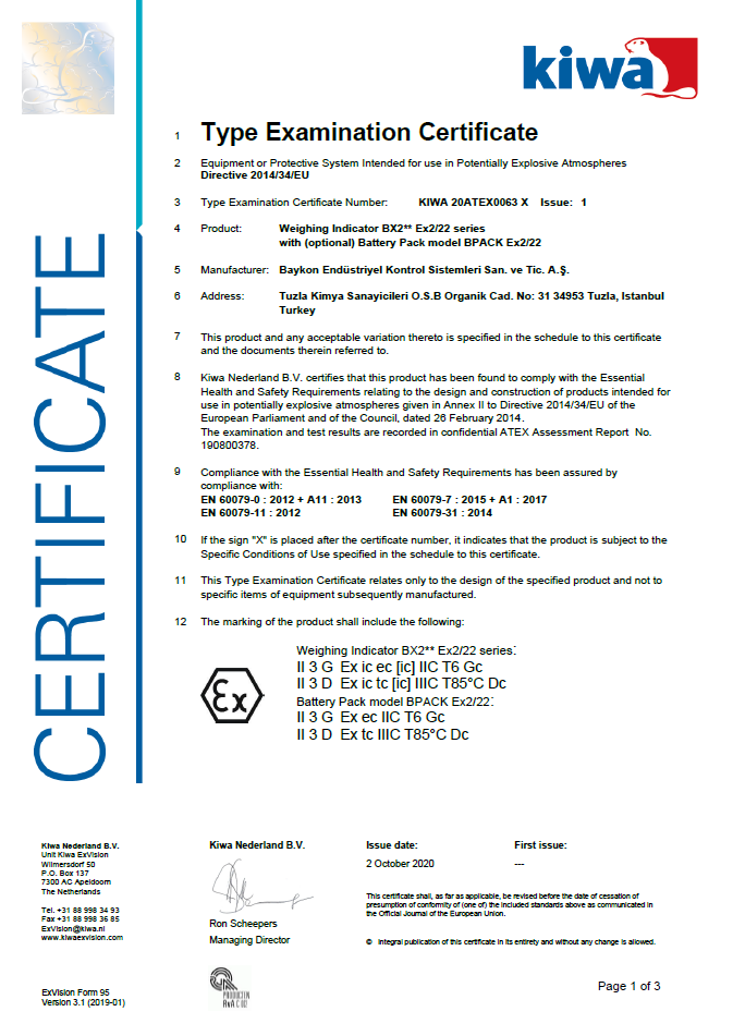 Baykon ATEX & IECEx certificates have been published